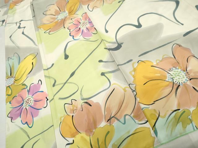 平和屋着物●上質な小紋 手描き 舞花文 正絹 逸品 AABM0248cs