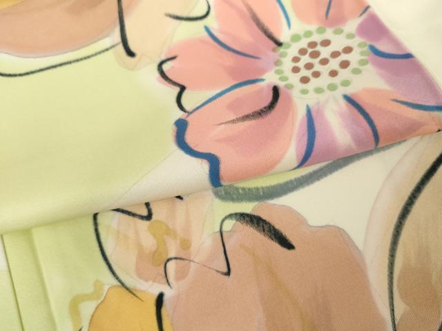 平和屋着物●上質な小紋 手描き 舞花文 正絹 逸品 AABM0248cs