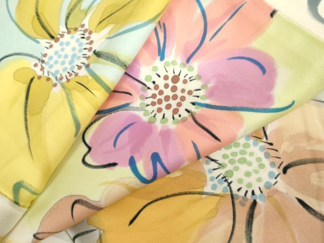 平和屋着物●上質な小紋 手描き 舞花文 正絹 逸品 AABM0248cs