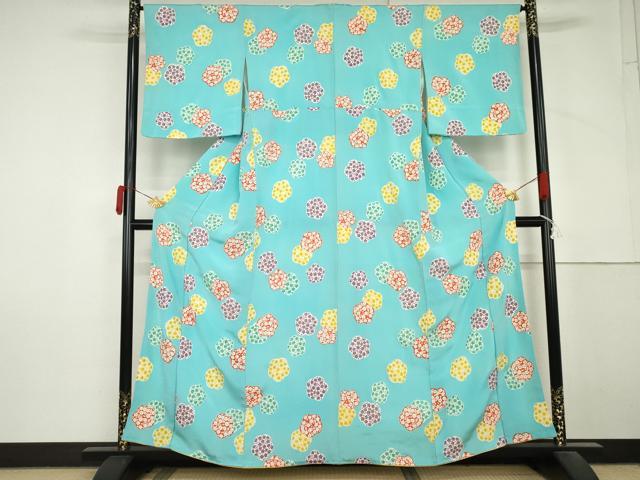 平和屋着物●上質な小紋 舞花文 金彩 鬼しぼ縮緬 正絹 逸品 AABM0253cs