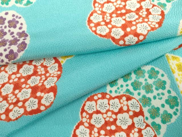 平和屋着物●上質な小紋 舞花文 金彩 鬼しぼ縮緬 正絹 逸品 AABM0253cs
