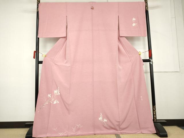 平和屋着物●京加賀友禅 百貫達雄 訪問着 枝花文 ロング丈 正絹 逸品 AABM0268cs
