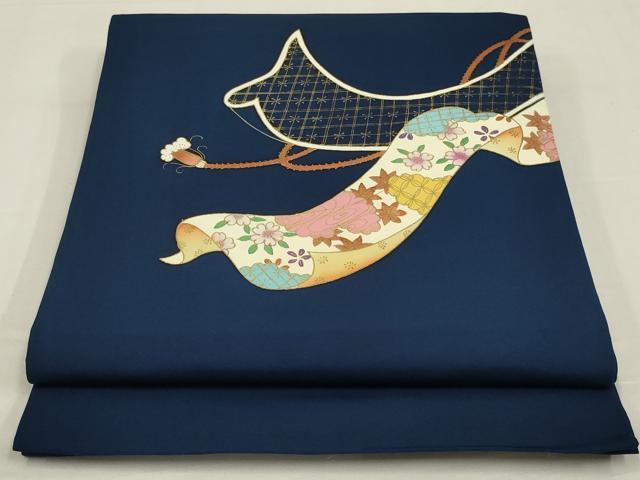 平和屋着物◎塩瀬 九寸開き名古屋帯 鬘帯花文 金彩 正絹 逸品 AABM0289ou