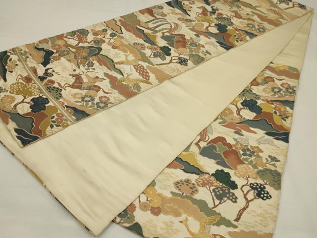 平和屋着物◎六通柄 京本袋帯 唐織 狩猟文 金銀糸 正絹 逸品 AABM0291ou