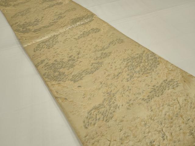 平和屋着物◎六通柄袋帯 遠山樹林文 金糸 正絹 逸品 AABM0309ou