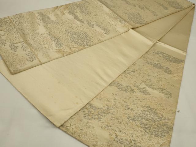 平和屋着物◎六通柄袋帯 遠山樹林文 金糸 正絹 逸品 AABM0309ou