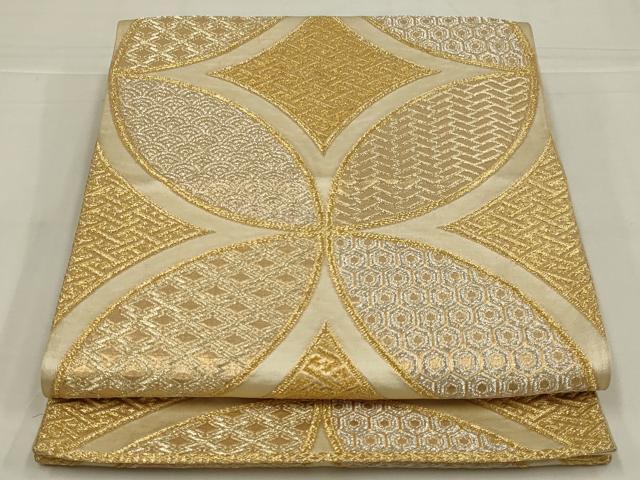 平和屋着物◎六通柄袋帯 七宝花文 金銀糸 正絹 逸品 AABM0319ou