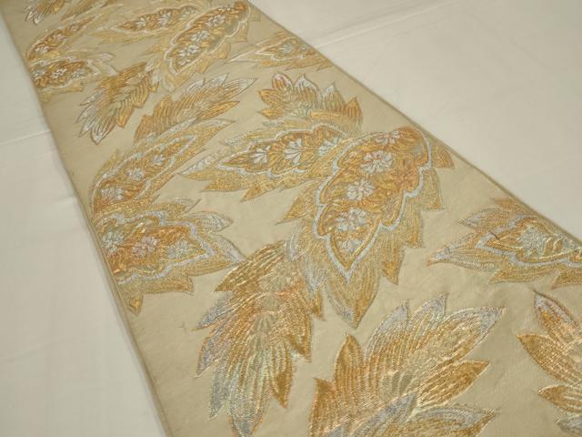 平和屋着物◎六通柄 京本袋帯 草花文 金銀糸 正絹 逸品 AABM0320ou
