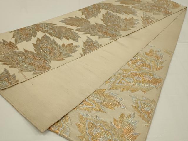 平和屋着物◎六通柄 京本袋帯 草花文 金銀糸 正絹 逸品 AABM0320ou