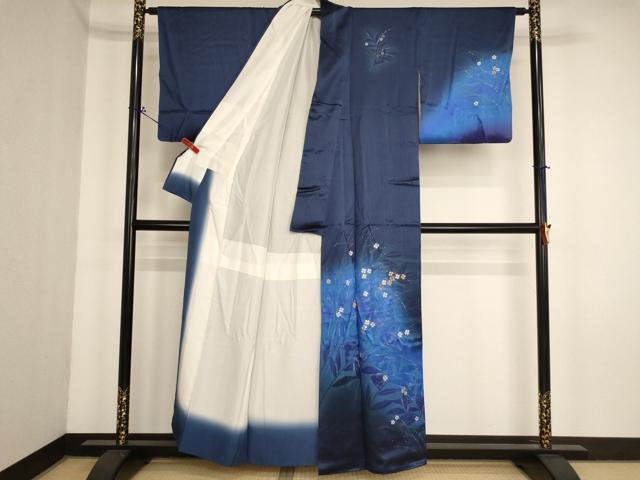 平和屋着物■訪問着 駒刺繍 草花文 暈し染め 金彩 正絹 逸品 AABM0392ja