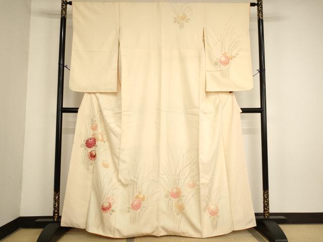 平和屋着物■訪問着 駒刺繍 菊 正絹 逸品 AABM0395ja