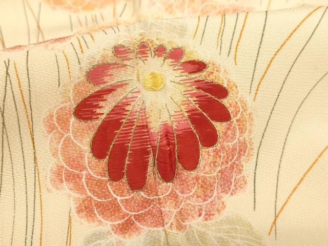 平和屋着物■訪問着 駒刺繍 菊 正絹 逸品 AABM0395ja