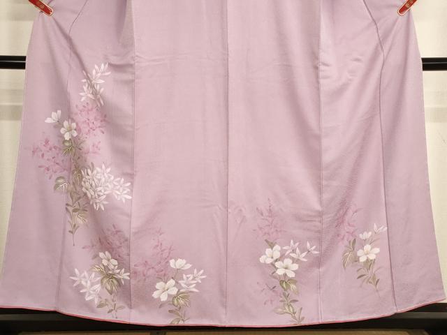 平和屋着物■訪問着 手描き 草花文 正絹 逸品 未使用 AABM0398ja