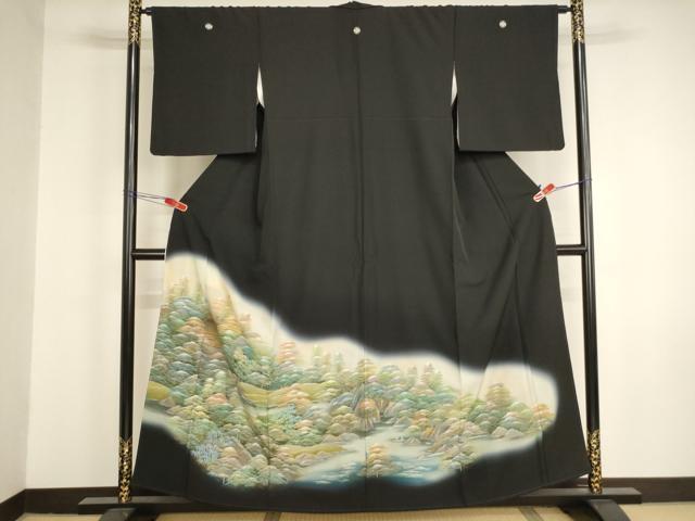 平和屋着物■豪華黒留袖 風景文 暈し染め 金彩 正絹 逸品 AABM0500ja