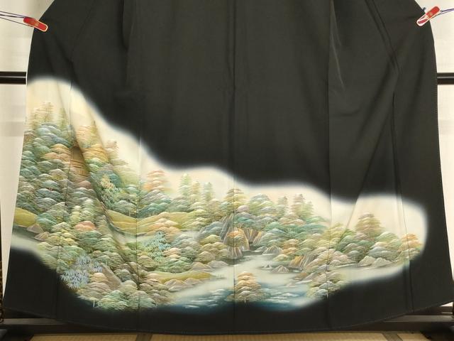 平和屋着物■豪華黒留袖 風景文 暈し染め 金彩 正絹 逸品 AABM0500ja