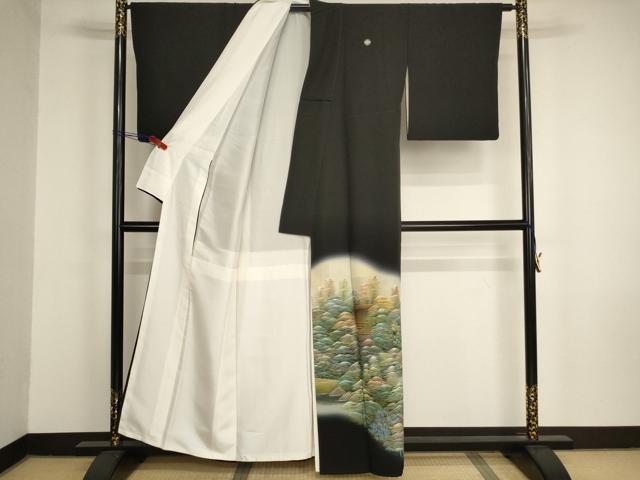 平和屋着物■豪華黒留袖 風景文 暈し染め 金彩 正絹 逸品 AABM0500ja