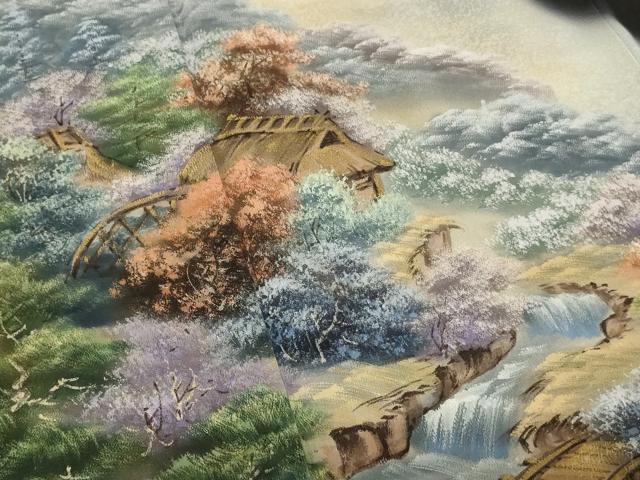 平和屋着物■豪華黒留袖 作家物 手描き 風景文 暈し染め 金彩 正絹 逸品 AABM0502ja