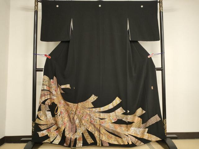 平和屋着物■豪華黒留袖 作家物 束ね熨斗花文 金銀彩 正絹 逸品 AABM0504ja