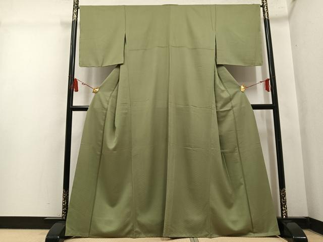 平和屋着物●上質な色無地 菱地紋 利休茶色 正絹 逸品 AABM0653ph