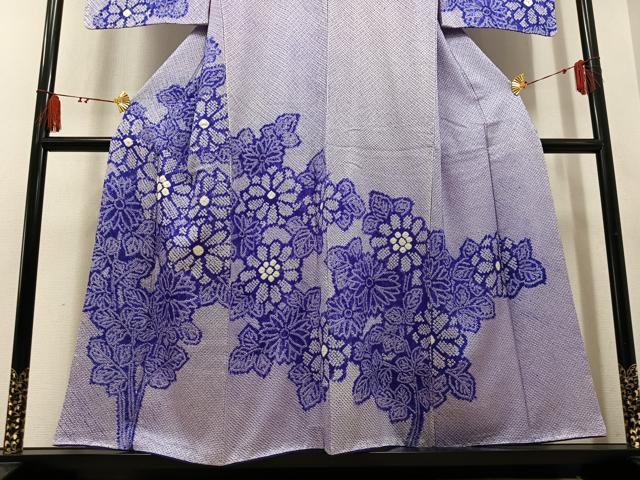 平和屋着物●訪問着 総絞り 草花文 正絹 逸品 AABM0654ph
