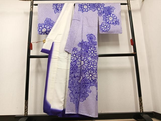 平和屋着物●訪問着 総絞り 草花文 正絹 逸品 AABM0654ph