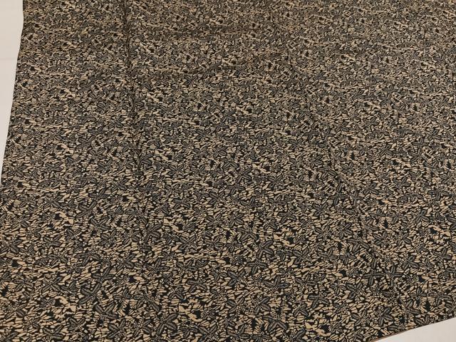 平和屋着物●上質な小紋 紬地 型染め 草木文 正絹 逸品 AABM0663ph