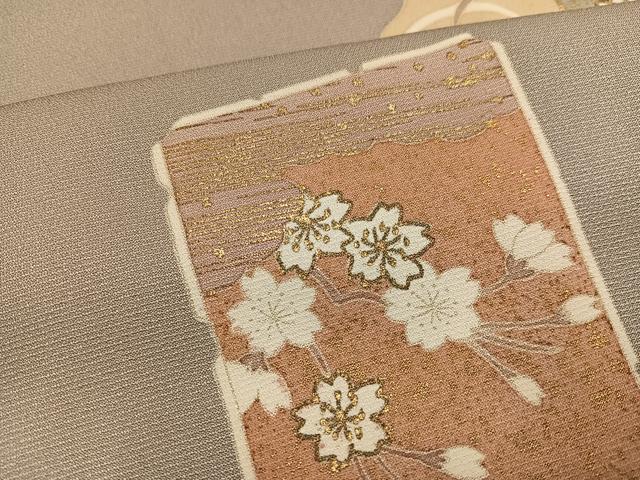 平和屋着物●訪問着 駒刺繍 色紙草花文 金彩 正絹 逸品 AABM0678ph