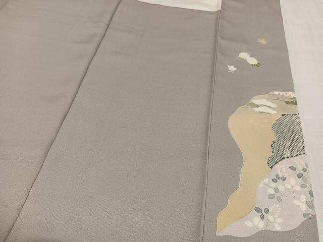 平和屋着物●訪問着 駒刺繍 色紙草花文 金彩 正絹 逸品 AABM0678ph