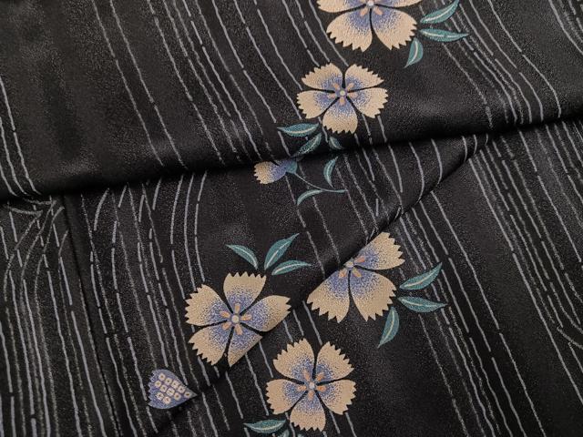 平和屋着物●小紋 花間道 黒地 洗える着物 AABM0712ph