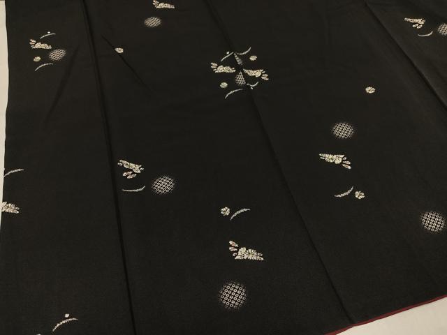 平和屋着物●上質な小紋 露芝兎 黒地 正絹 逸品 AABM0715ph
