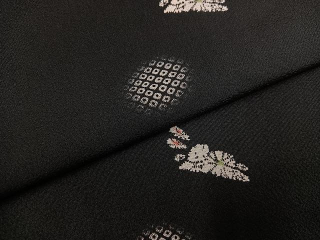 平和屋着物●上質な小紋 露芝兎 黒地 正絹 逸品 AABM0715ph