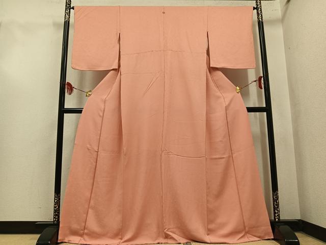 平和屋着物●上質な色無地 草花地紋 一斤染色 正絹 逸品 AABM0717ph