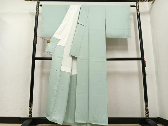 平和屋着物●上質な色無地 丸地紋 裏葉柳色 正絹 逸品 未使用 AABM0731ph