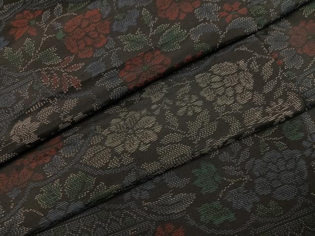 平和屋着物●本場大島紬 草花文 やまと誂製 正絹 逸品 AABM0752ph