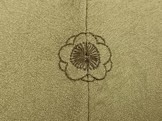 平和屋着物●上質な色無地 作家物 飛鳥地紋 油色 正絹 逸品 AABM0759ph