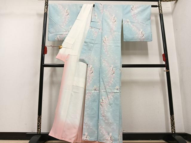 平和屋着物●小千谷紬 舞桜文 鈴乃屋扱い 正絹 逸品 AABM0773ph