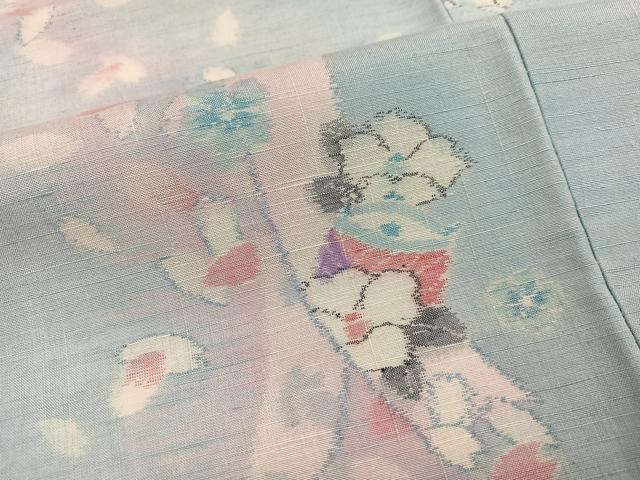 平和屋着物●小千谷紬 舞桜文 鈴乃屋扱い 正絹 逸品 AABM0773ph