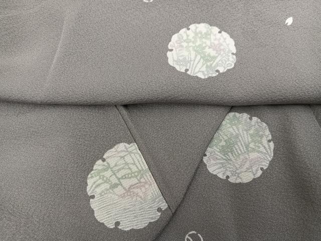 平和屋着物●上質な小紋 雪輪草花文 正絹 逸品 AABM0778ph