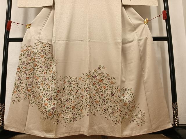 平和屋着物●訪問着 草花文 金彩 正絹 逸品 AABM0784ph