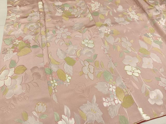 平和屋着物●上質な小紋 地紋起こし 草花文 正絹 逸品 AABM0796ph