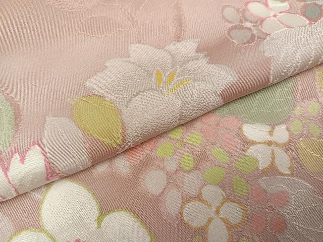 平和屋着物●上質な小紋 地紋起こし 草花文 正絹 逸品 AABM0796ph