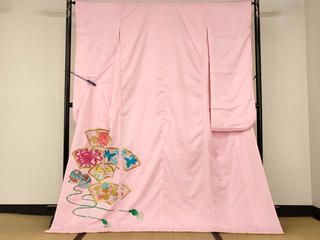 平和屋本店●お引きずり・お引き摺り・引き振袖 和装 結婚式 舞妓 芸妓 芸者 衣装 刺繍 地紙花蝶文 金銀糸 逸品 AABM0803fw