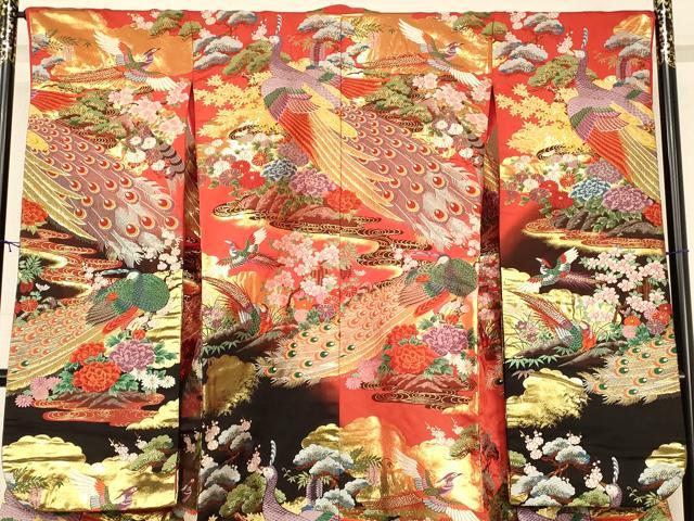 平和屋本店●色打掛 和装 婚礼 結婚式 花嫁 神社挙式 唐織 孔雀梅松光琳水 暈し染め 金糸 逸品 AABM0805fw