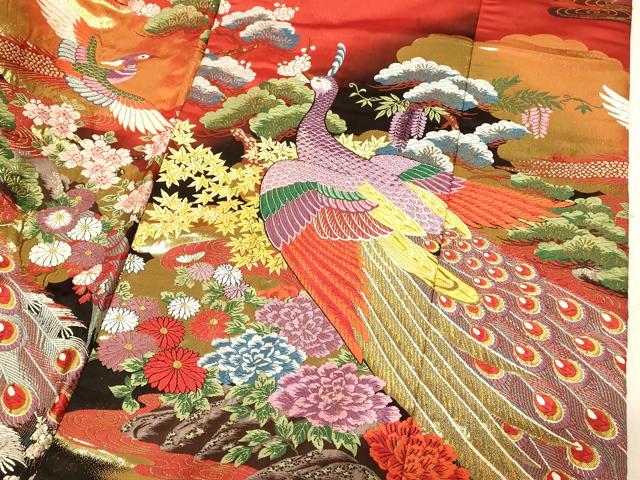 平和屋本店●色打掛 和装 婚礼 結婚式 花嫁 神社挙式 唐織 孔雀梅松光琳水 暈し染め 金糸 逸品 AABM0805fw