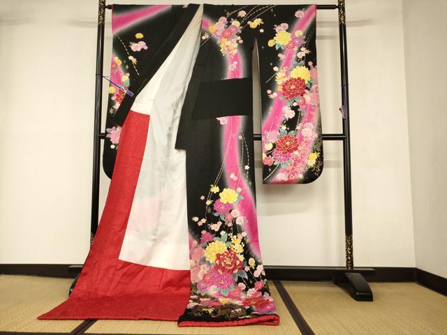 平和屋本店●お引きずり・お引き摺り・引き振袖 和装 結婚式 舞妓 芸妓 芸者 衣装 手描き 草花文 暈し染め 金彩 銀通し地 逸品 AABM0808fw