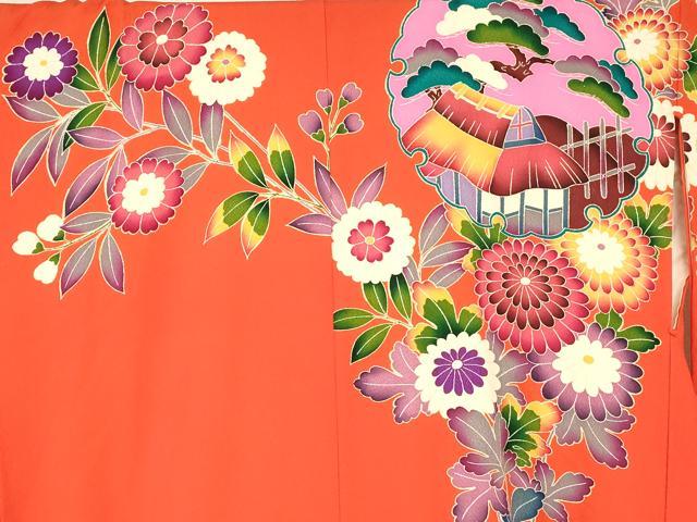 平和屋本店●お引きずり・お引き摺り・引き振袖 和装 結婚式 舞妓 芸妓 芸者 衣装 雪輪草花風景文 金彩 逸品 AABM0813fw