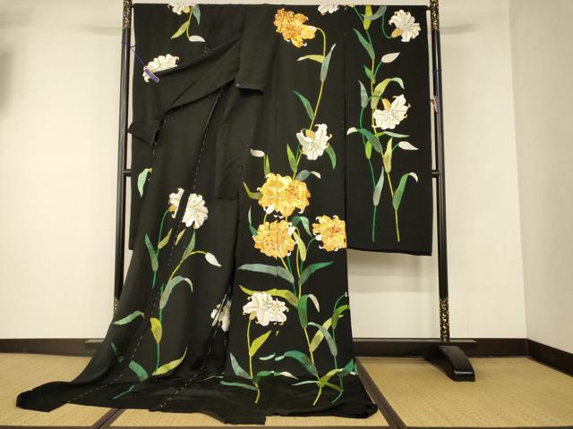 平和屋本店●中国三大刺繍 相良刺繍 お引きずり・お引き摺り・引き振袖 仮絵羽 和装 結婚式 舞妓 芸妓 芸者 駒刺繍 金銀糸 逸品 AABM0821fw
