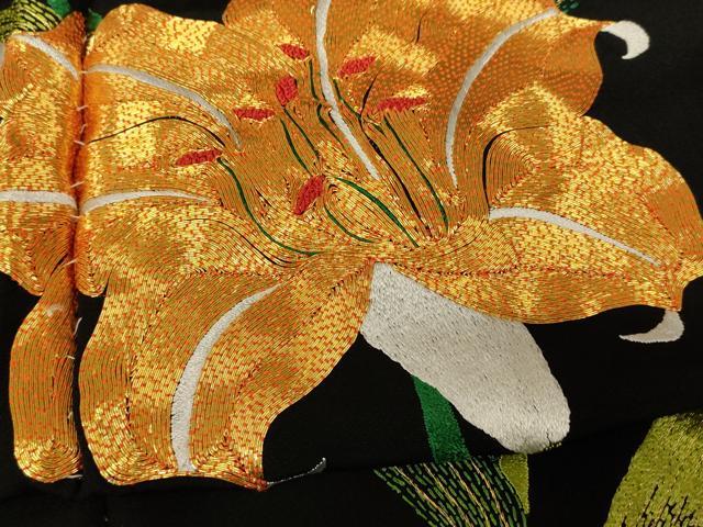 平和屋本店●中国三大刺繍 相良刺繍 お引きずり・お引き摺り・引き振袖 仮絵羽 和装 結婚式 舞妓 芸妓 芸者 駒刺繍 金銀糸 逸品 AABM0821fw