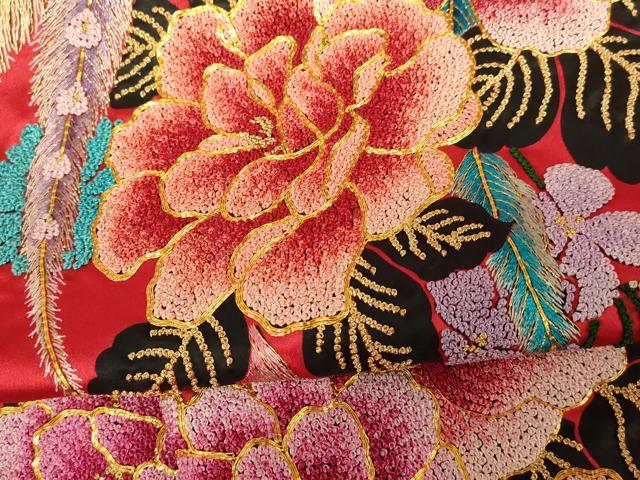 平和屋本店●中国三大刺繍 相良刺繍 色打掛 仮絵羽 和装 婚礼 結婚式 花嫁 神社挙式 駒刺繍 鳳凰草花文 金糸 逸品 AABM0825fw