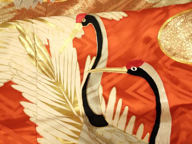 平和屋本店●色打掛 和装 婚礼 結婚式 花嫁 神社挙式 駒刺繍 飛鶴エ霞草葉文 金銀糸 金彩 逸品 AABM0829fw
